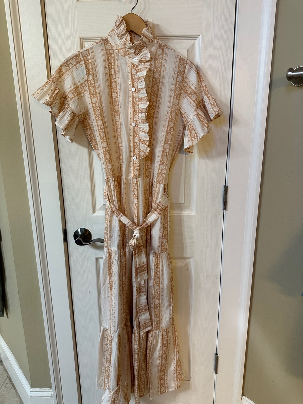 Mille Resort Travel VICTORIA MAXI DRESS - Tan/Cream JAIPUR STRIPE